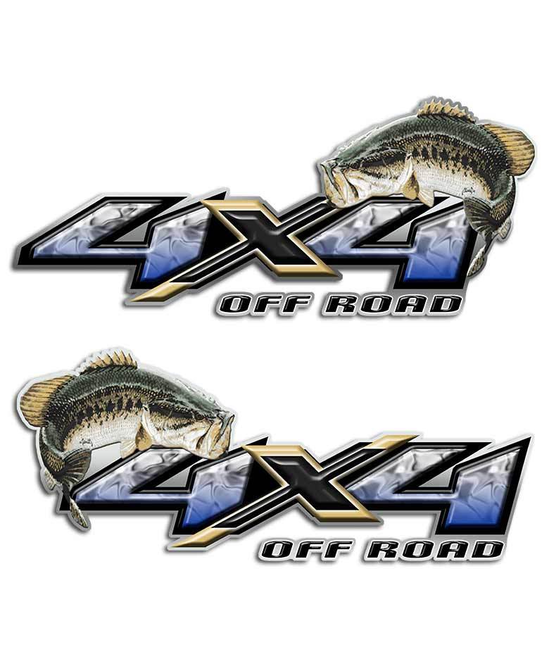 4×4 Bass Fishing Truck Decal Off Road Fish Boat for Chevy Silverado Sticker Set
