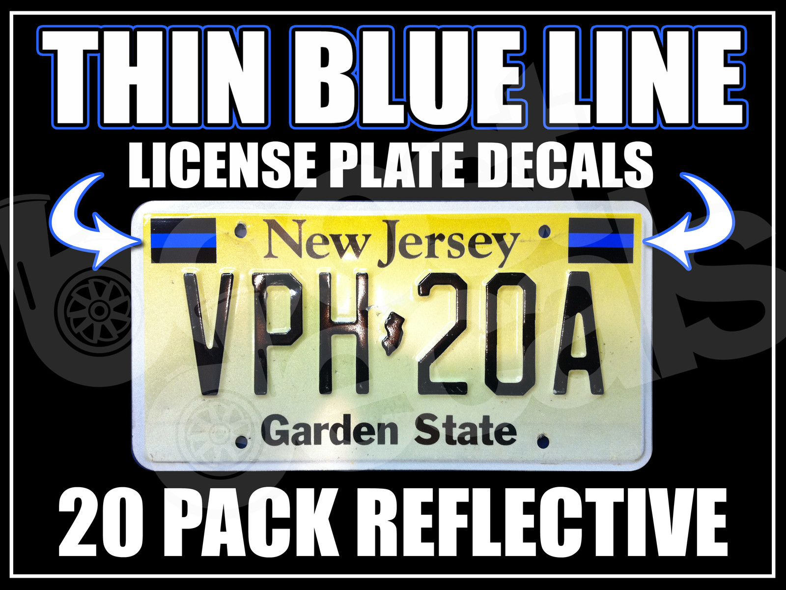 20 PACK THIN BLUE LINE License Plate Decals Stickers FOP Police PBA Trooper