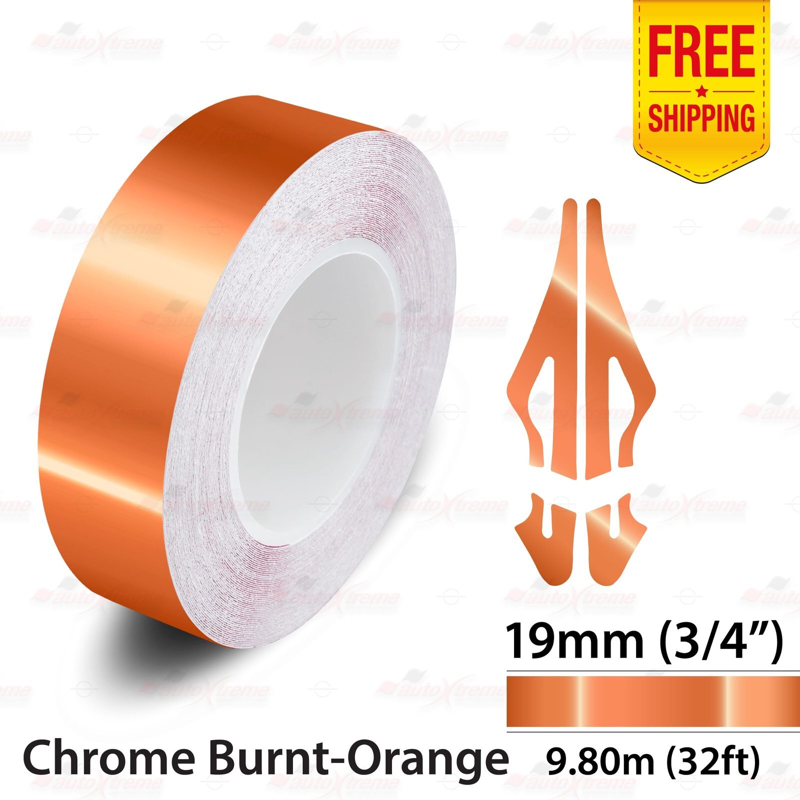 3/4″ 19mm PinStriping Pin Stripe Styling Decal Vinyl Sticker CHROME BURNT-ORANGE
