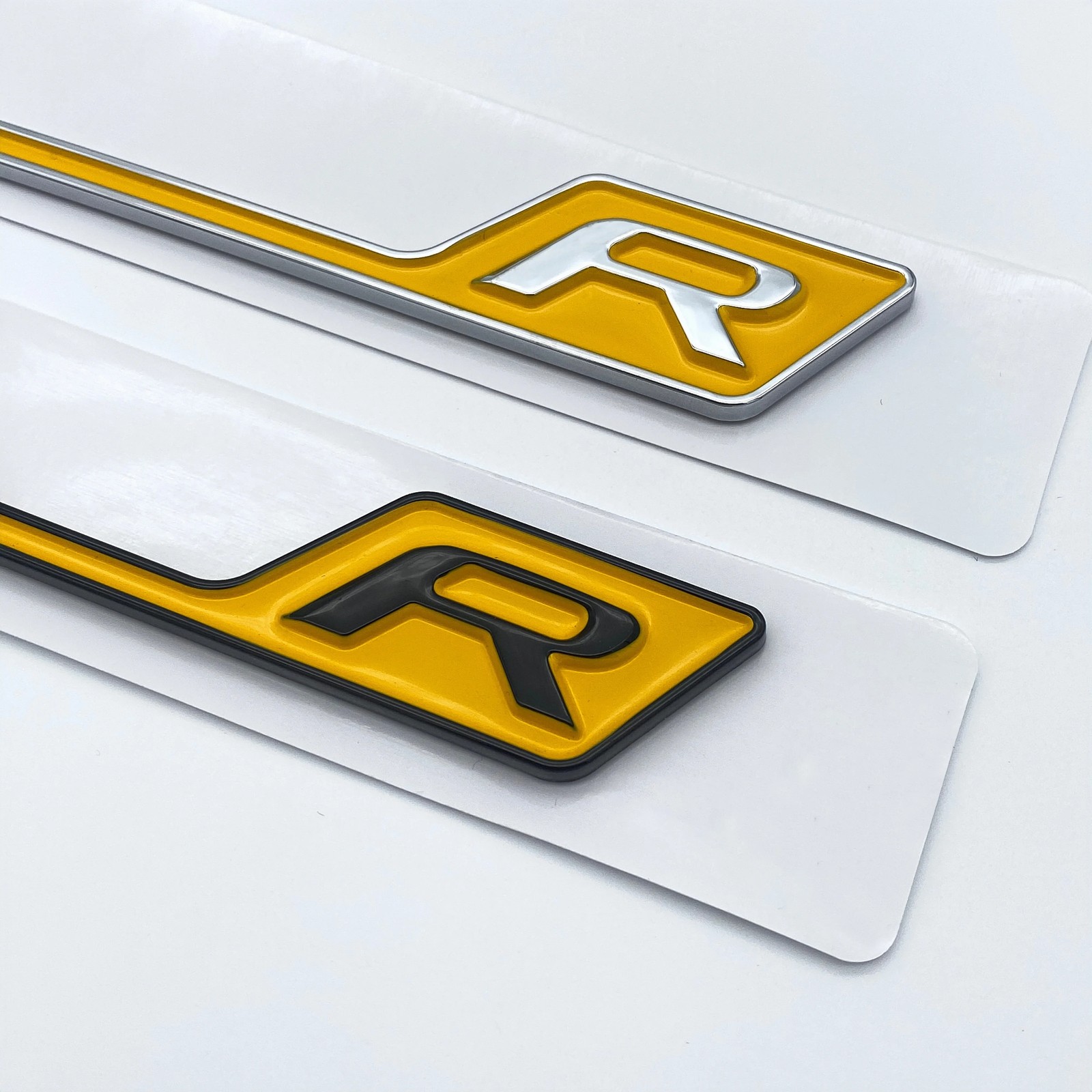 3D Flat Font Letters ABS Emblem Yellow Black Chrome R GT GTR For AMG Car Badge