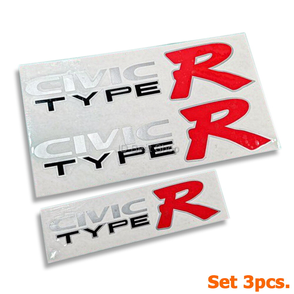 JDM Sticker Type R Racing Style Set 3pcs Side & Rear For Honda Civic EK9 3Dr 4Dr
