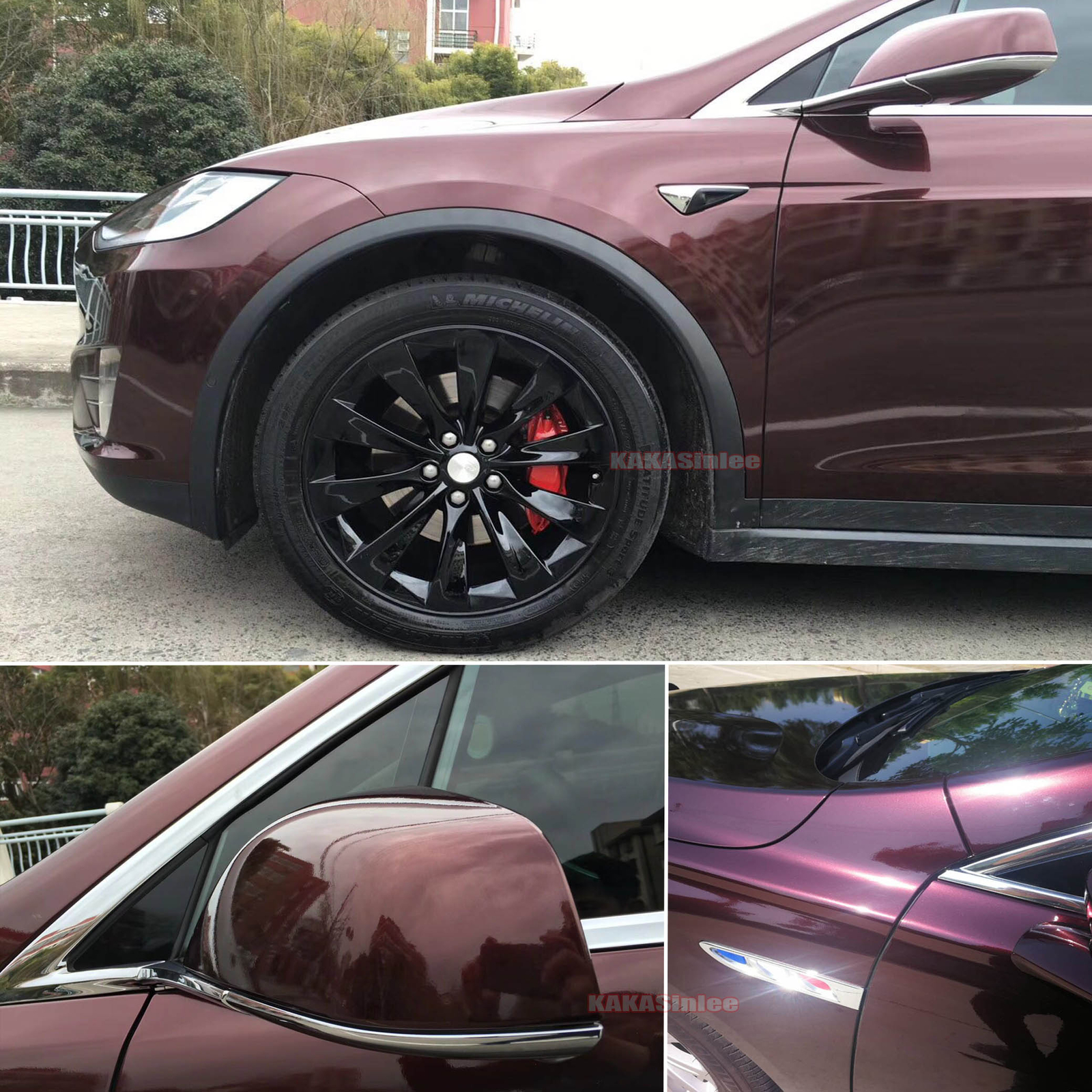 Air Release Black Rose / Car Vinyl Wrap Pearl Glossy Chrome Glitter Sticker ABUS