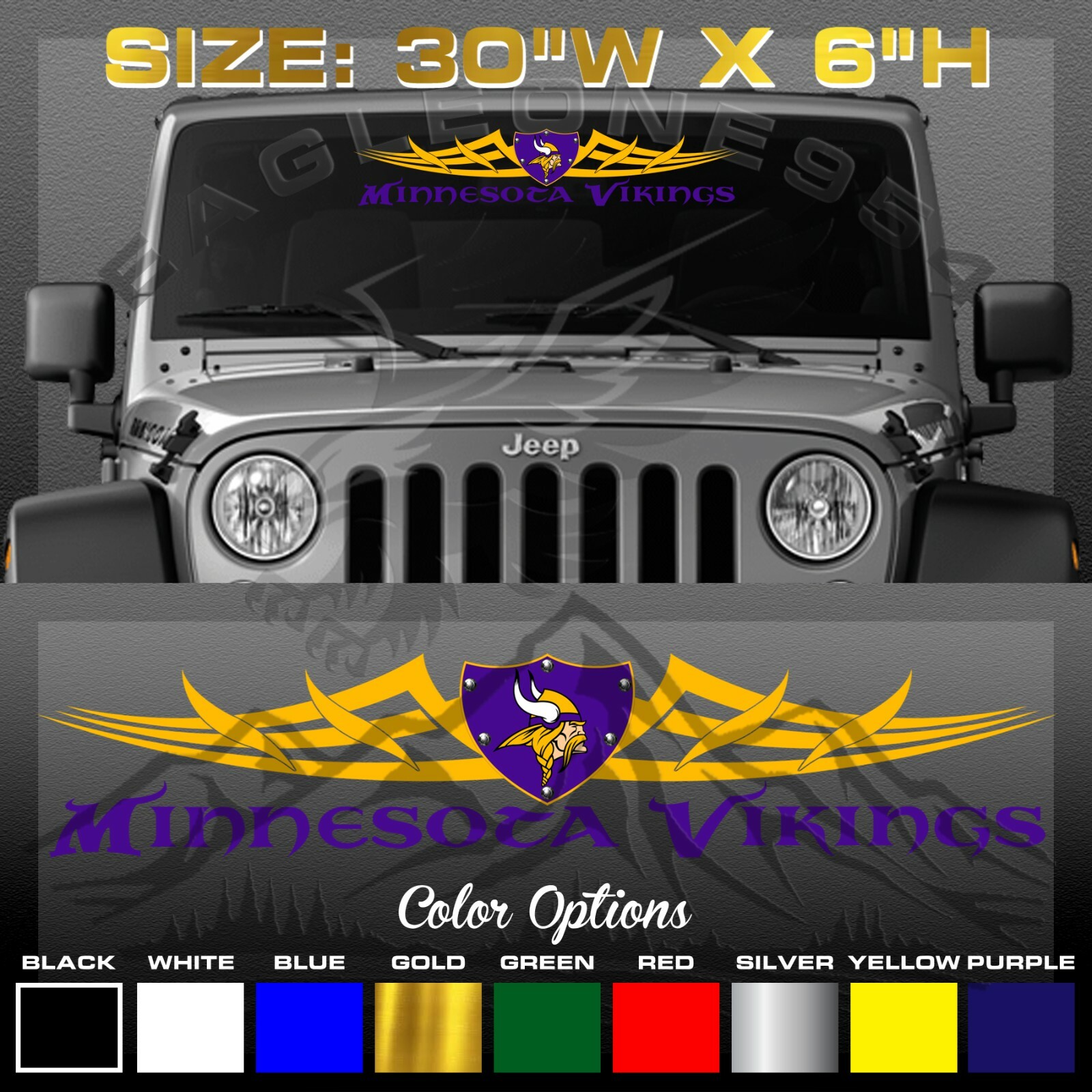 Minnesota Vikings Windshield Decal Sticker #6120 Vinyl Sticker Minnesota Vikings