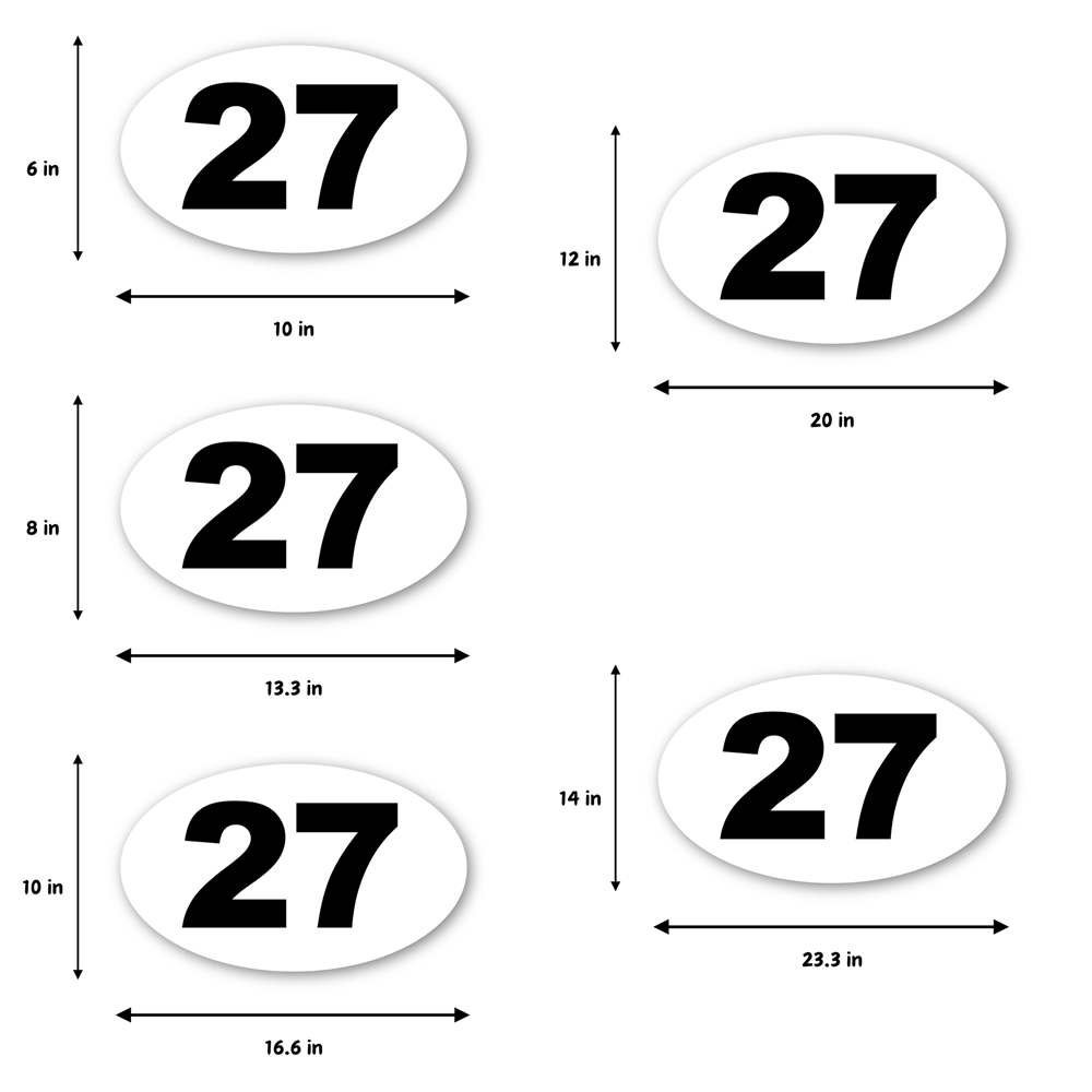 Personalized 2pcs Oval Racing Number Plate 8 in/ 10in Height Sticker /Magnet
