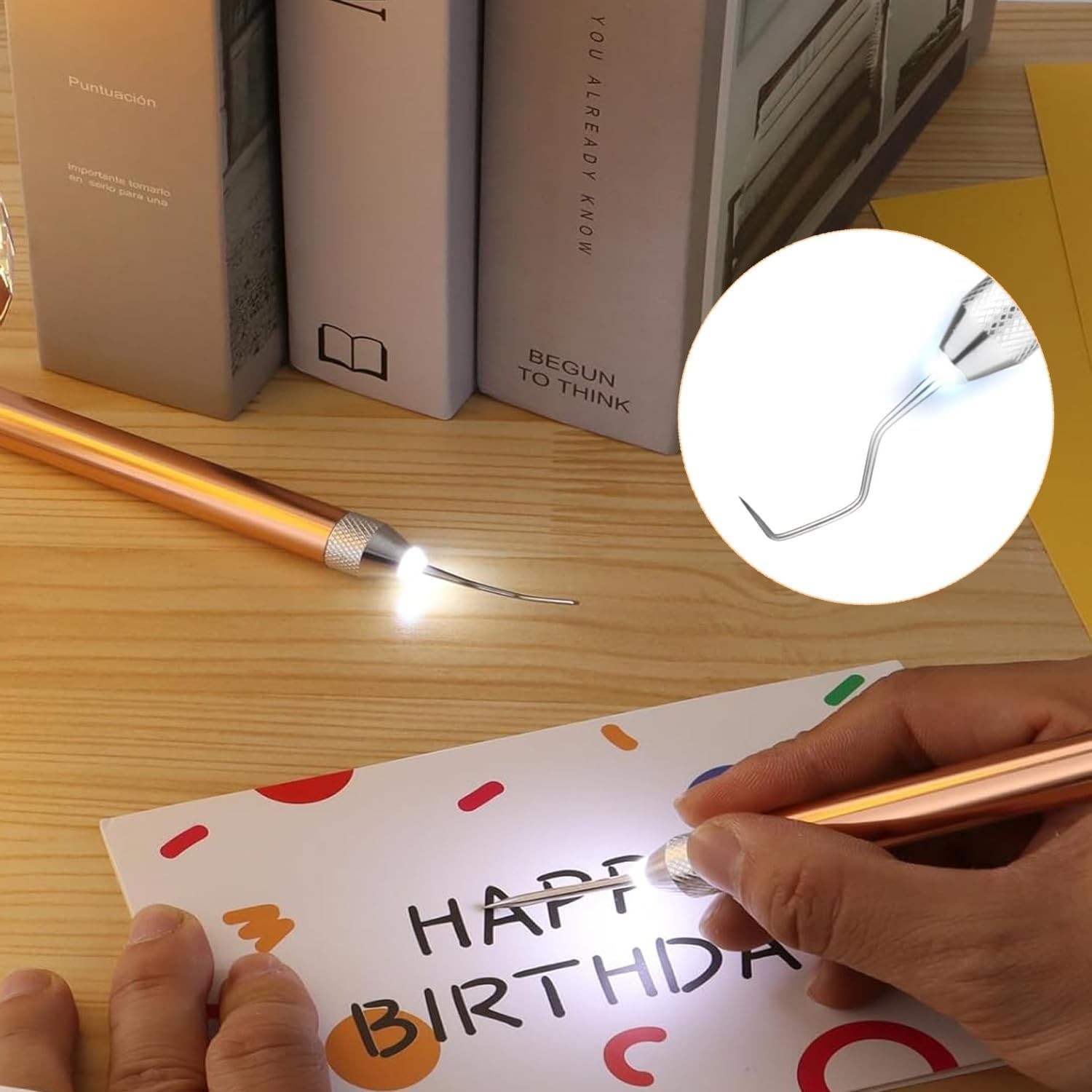 LED Vinyl Weeding Tools Set with Light Rose Gold 3PCS for Iron on Cutting
