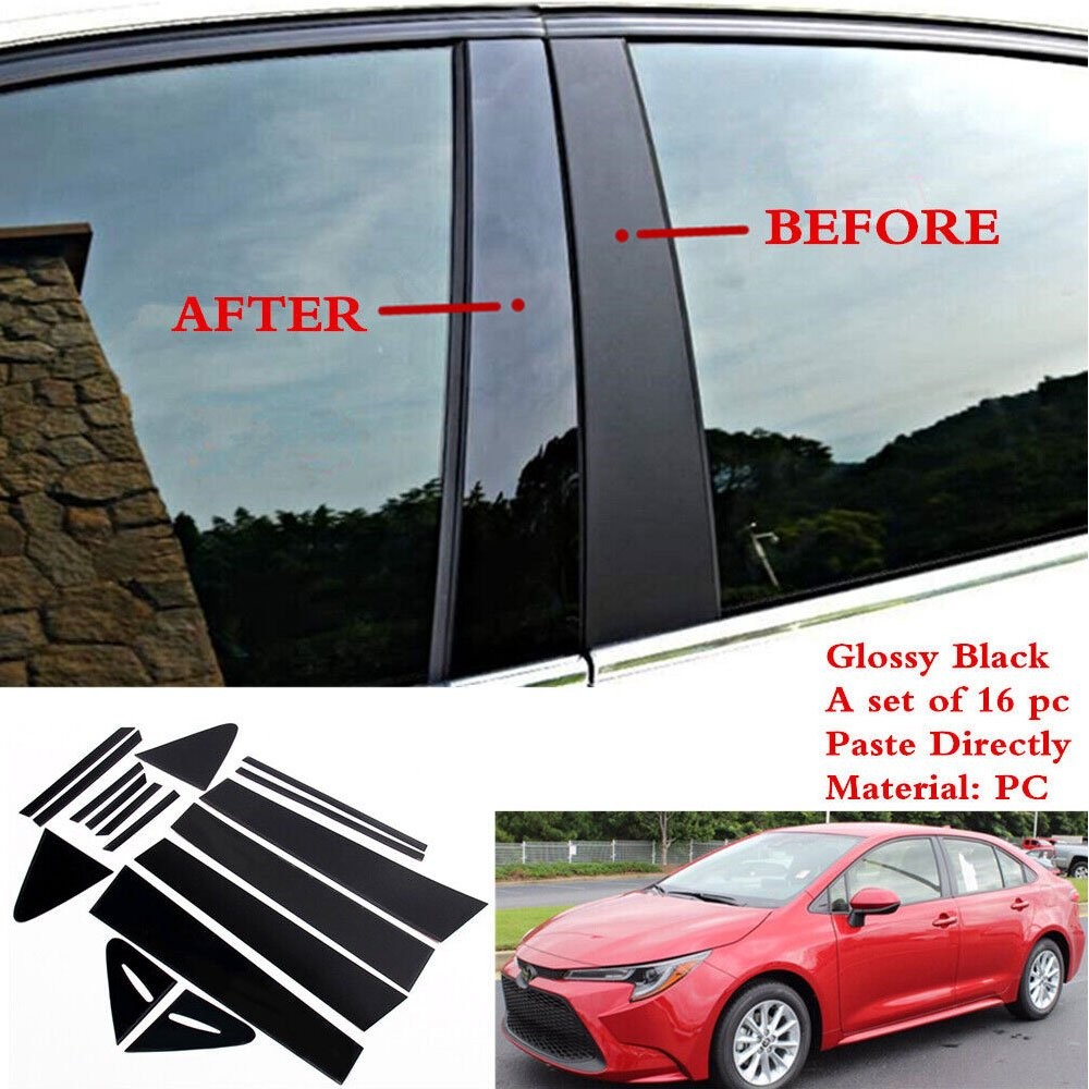 Covers 16/32x Decal Fit TOYOTA Corolla 2020-2022 Sedan Pillar Black Posts Door