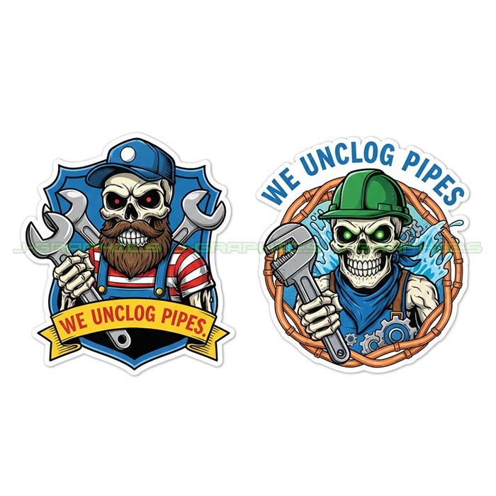 Plumber Plumbing Vinyl Decal Sticker Funny Trade Unclog Pipes 2 pack H