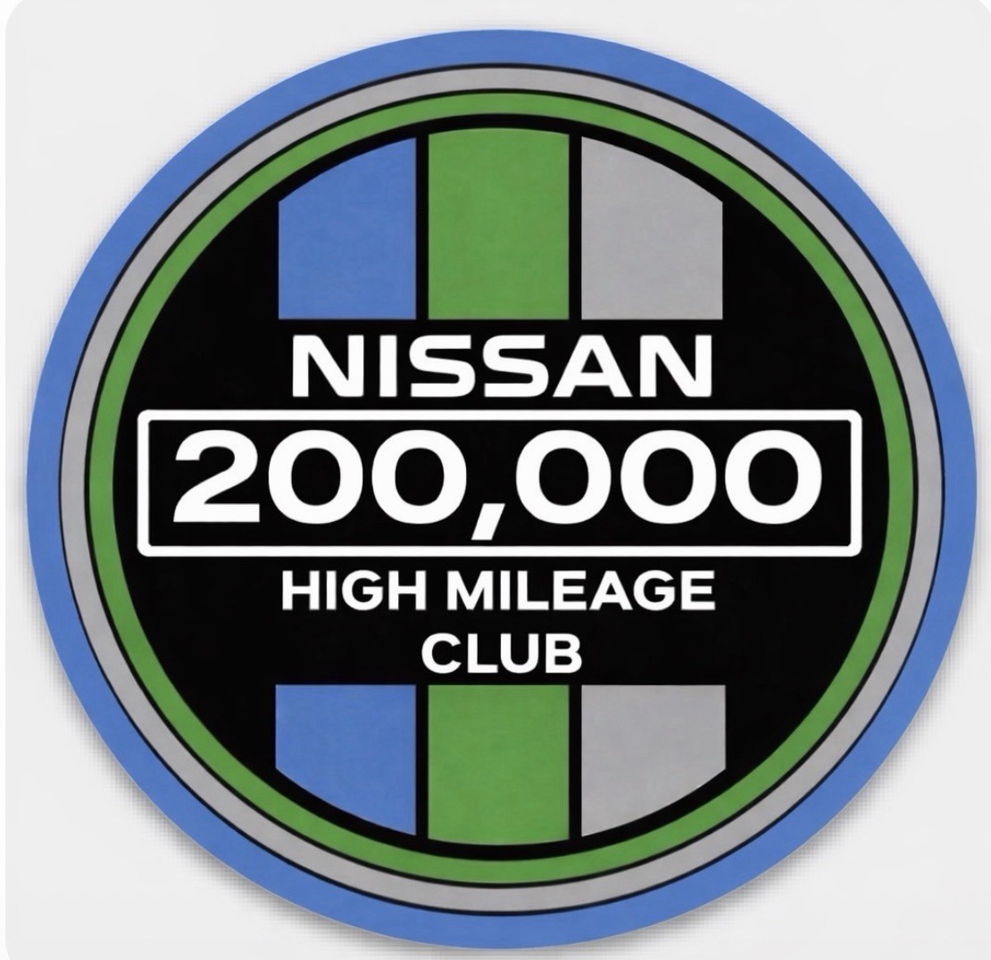 Retro Nissan High Mileage Club Vinyl Decal Sticker-Sentra, Altima, Maxima 2”