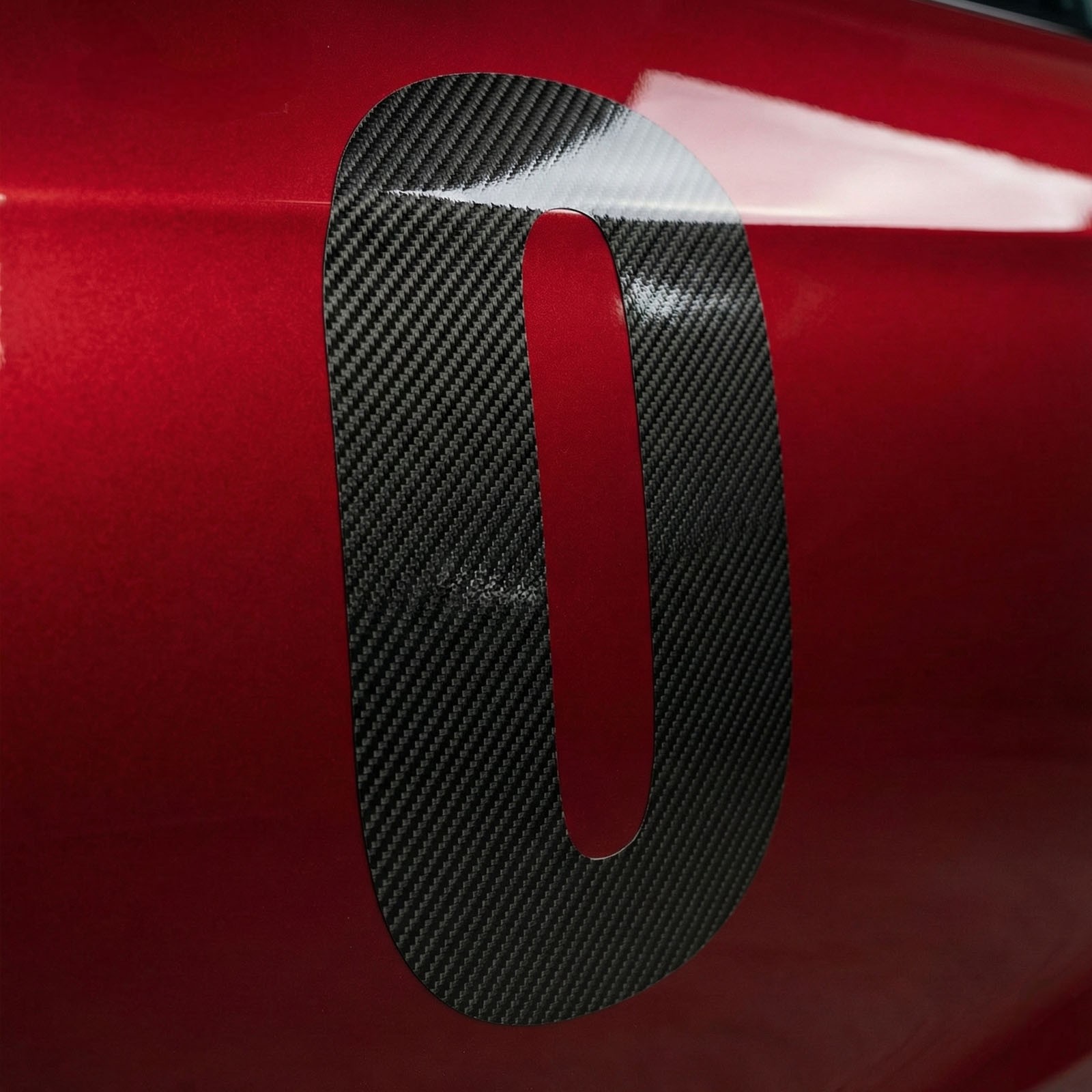 Custom Racing Number Carbon Fiber Vinyl Sticker Individual Cut 3 pcs 8″/10″/12″