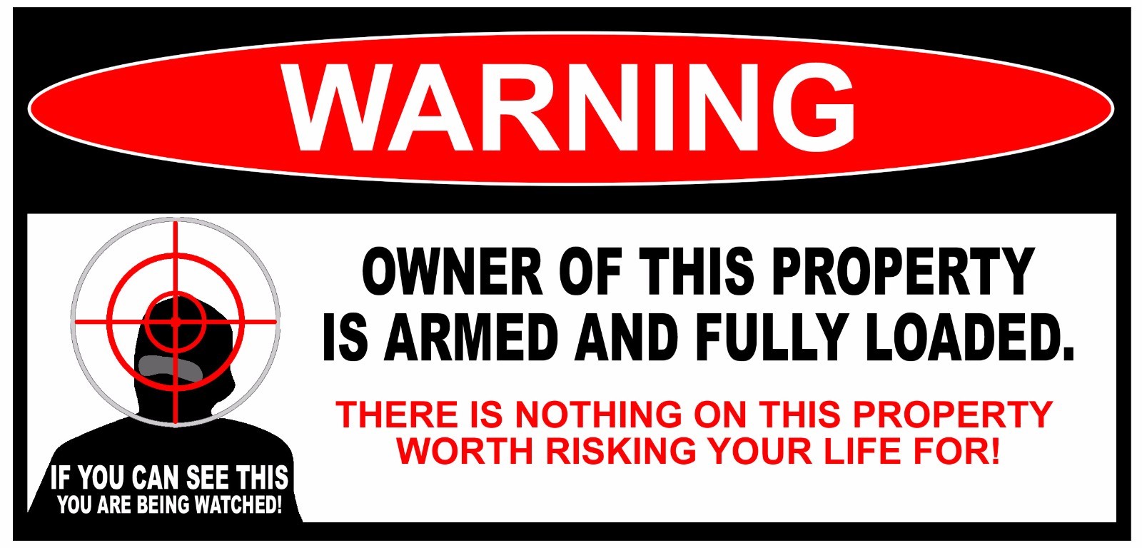 Owner Armed Warning Sticker 2nd Amendment Decal Gun Firearm 6″ Inches Long