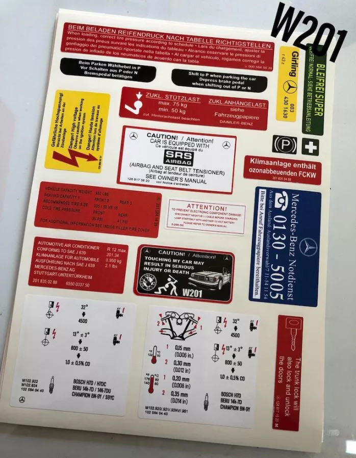 Decal Set Stickers For Mercedes-Benz W201 C Class All Models Best Quality