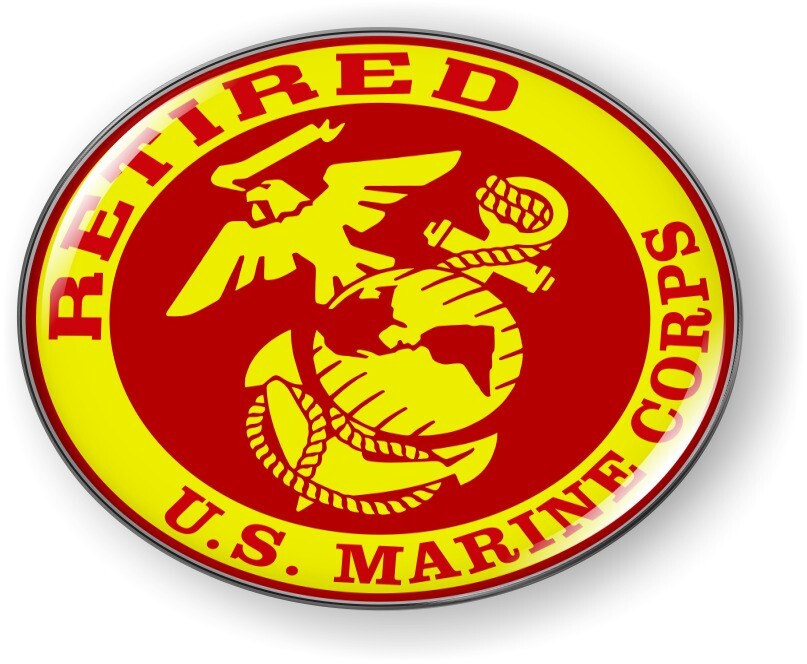 Officially Licensed Product – USMC Retired EGA Car Emblem Sticker Chrome Bezel