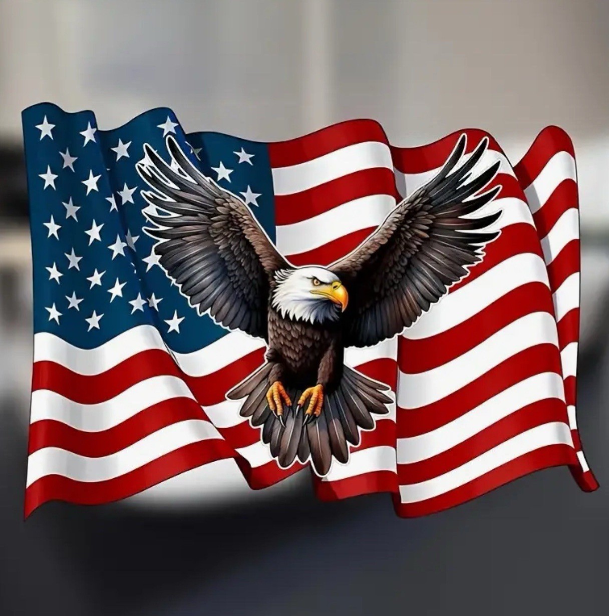 United States USA Flag Bald Eagle Patriotic 6.3” REFLECTIVE Vinyl Sticker Decal