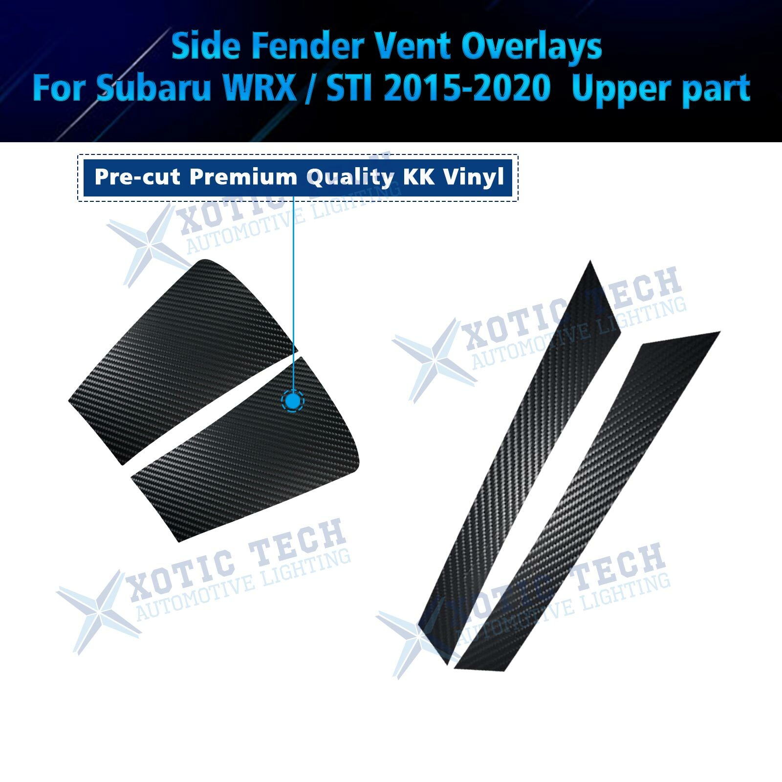 Carbon Fiber Texture Upper Lower Sider Air Flow Fender Decal For WRX STI 2015-up