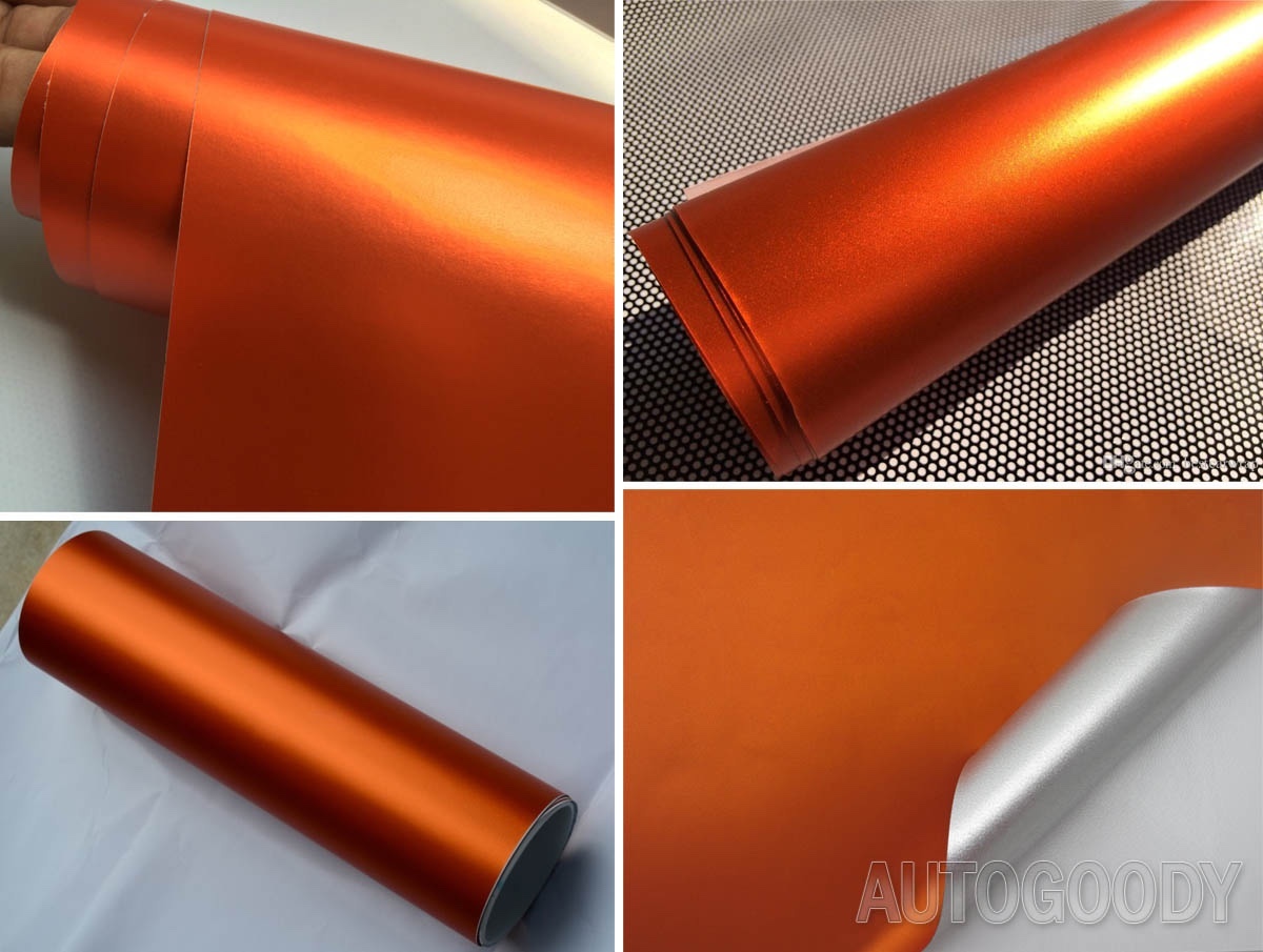 12″ x 60″ Satin Matte Chrome Metallic Orange Vinyl Film Wrap Sticker Bubble Free