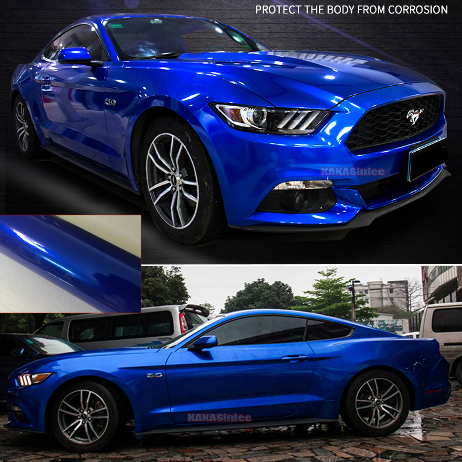 Blue Whole Car Wrap Pearl Glossy Sparkle Metallic Chrome Vinyl Decal Sticker AX