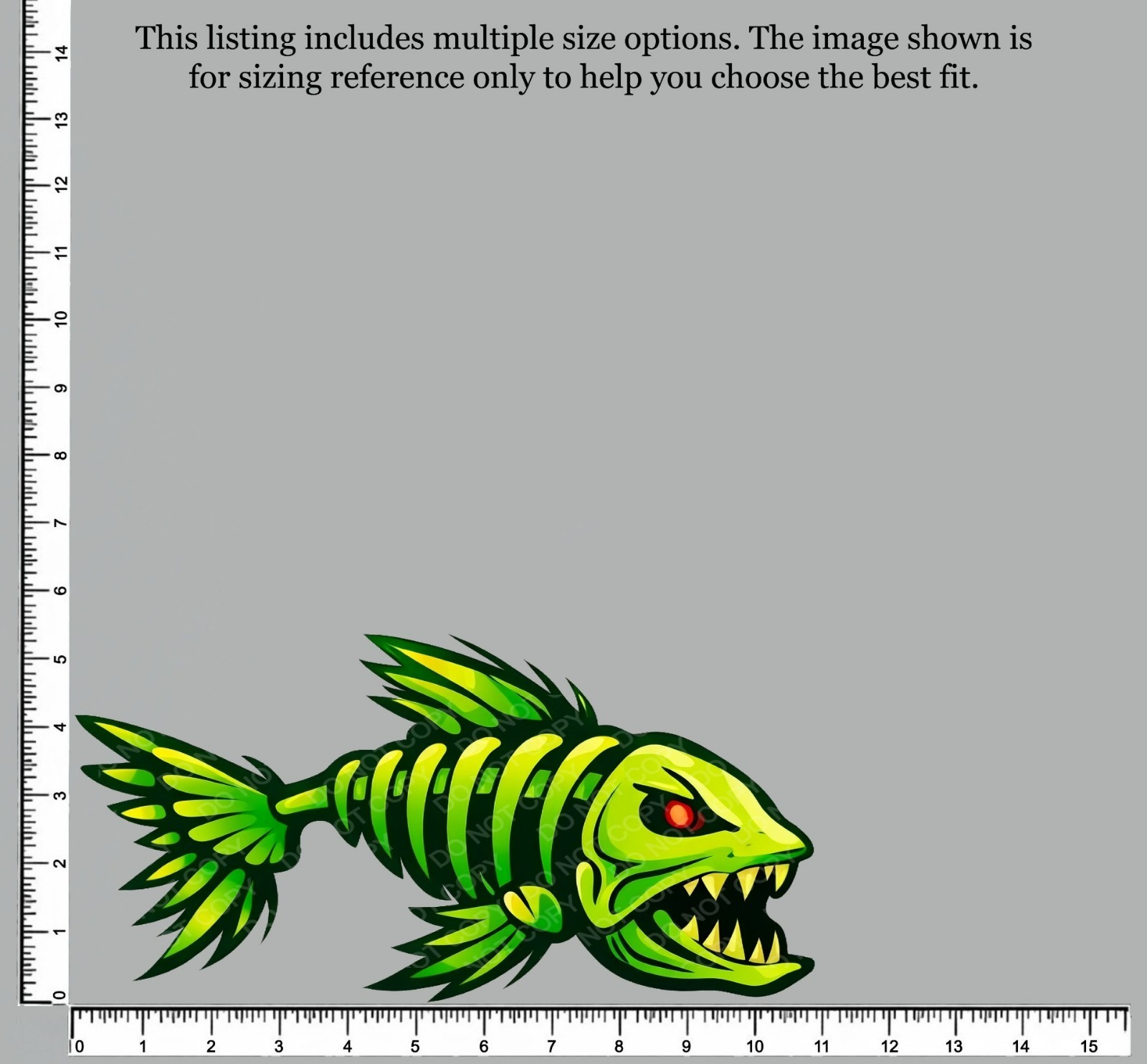 Green Skeleton Fish Truck Window Vinyl Decal Boat Fishing Weatherproof Sticker