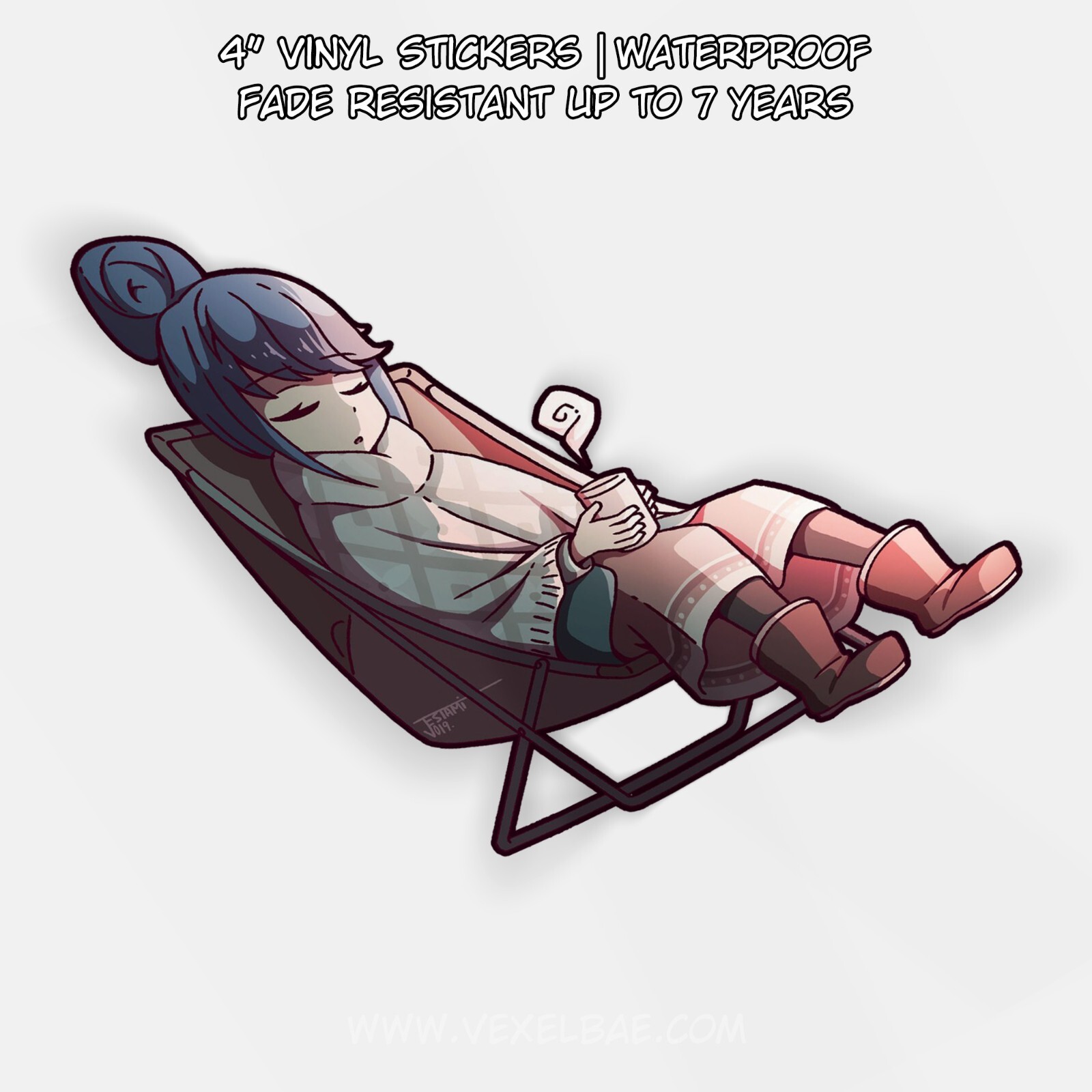 Yuru Camp – Rin Shima | Cute Anime Sticker JDM Vinyl Window Decal