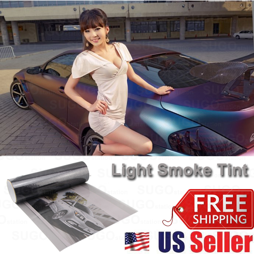 12″x60″ Light Smoke Glass/Plastic Headlight Taillamp Lens Vinyl Protection Film