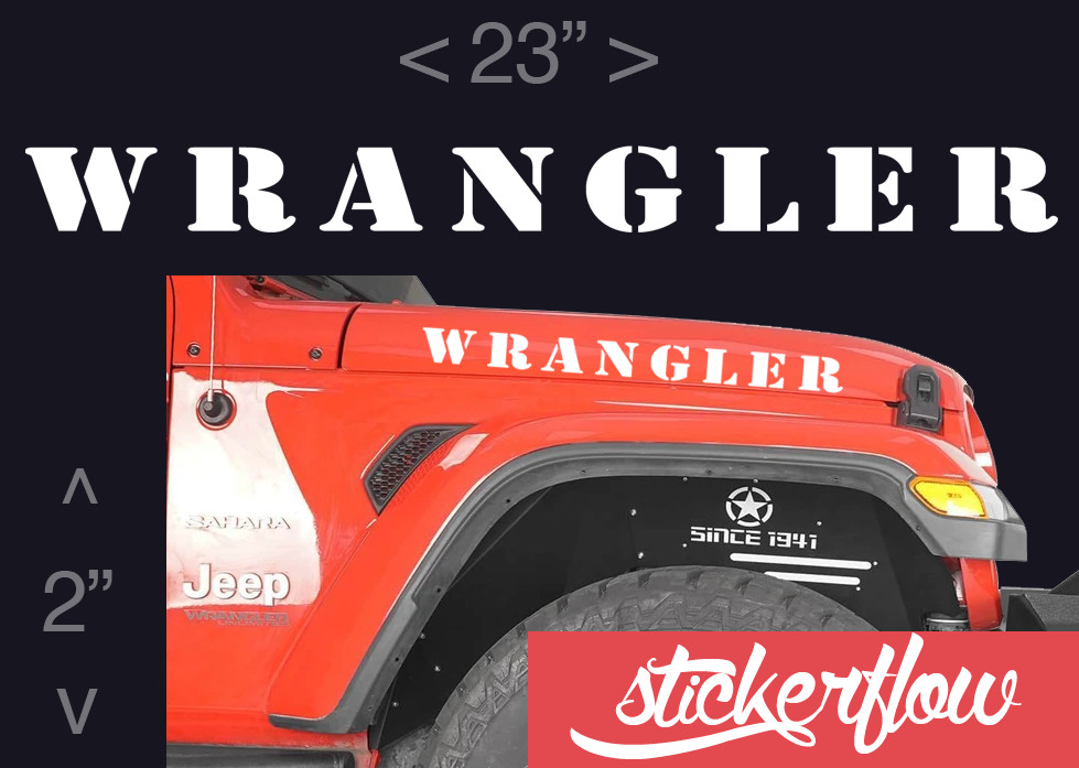 Wrangler Vinyl Decal Sticker 23 inch long pair x2 fits jeep wrangler