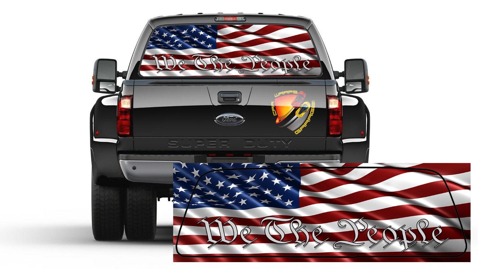 American Flag We The People Patriotic Rear Window Perforated Graphic Decal Truck