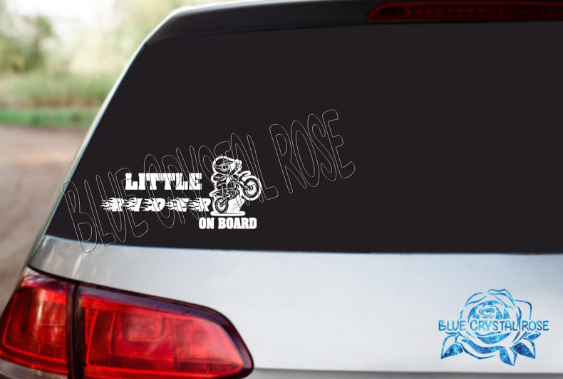 LITTLE RIDER ON BOARD BIKER VINYL WINDOW DECAL SITICKER PEGOTE PEGATINA CALCA