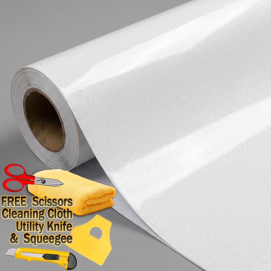 Pearl White Gloss Metallic Glitter Vinyl Film Wrap Sticker Decal Air Bubble Free