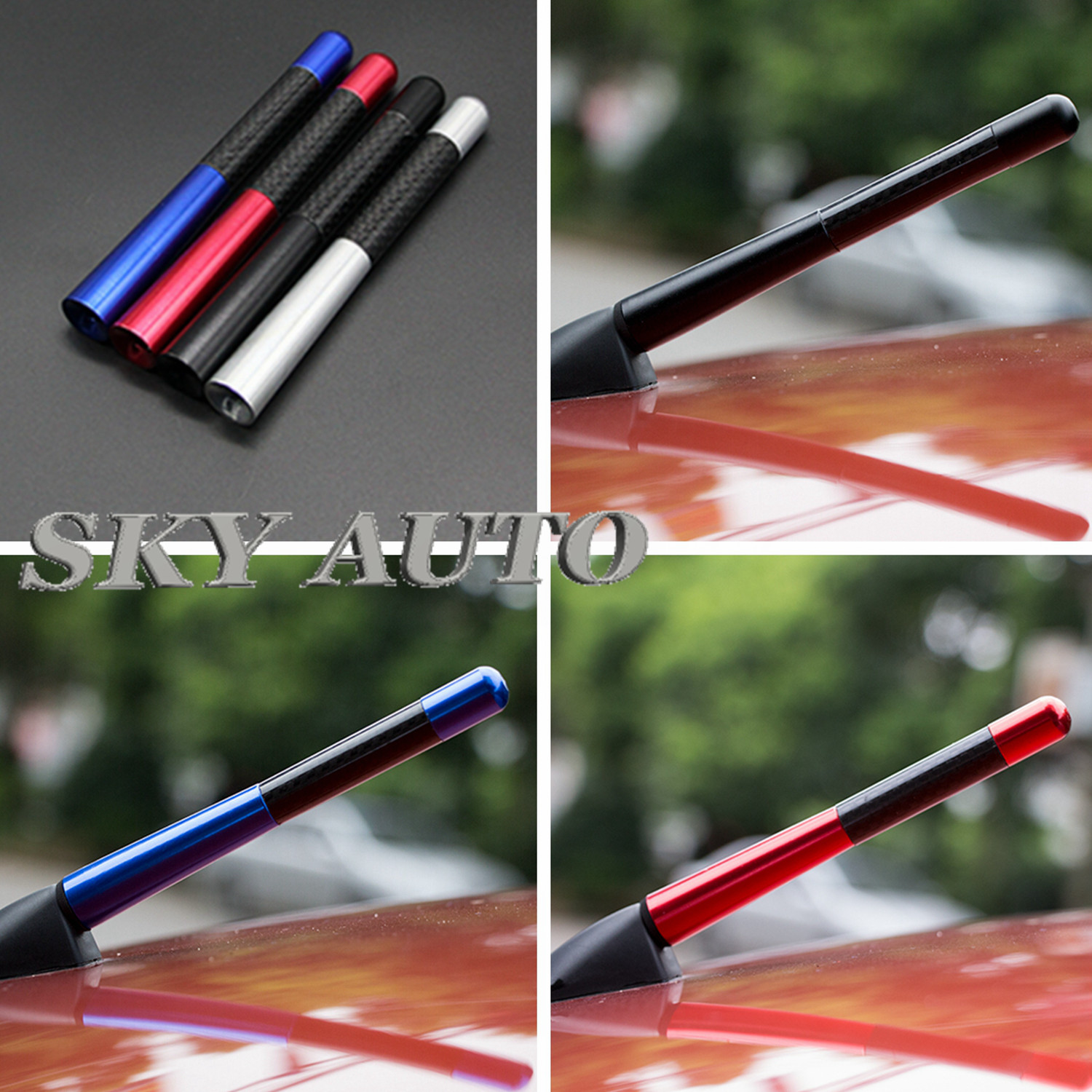 12cm Carbon Fiber Polished External Screws Base Type Short Antenna for car AM/FM