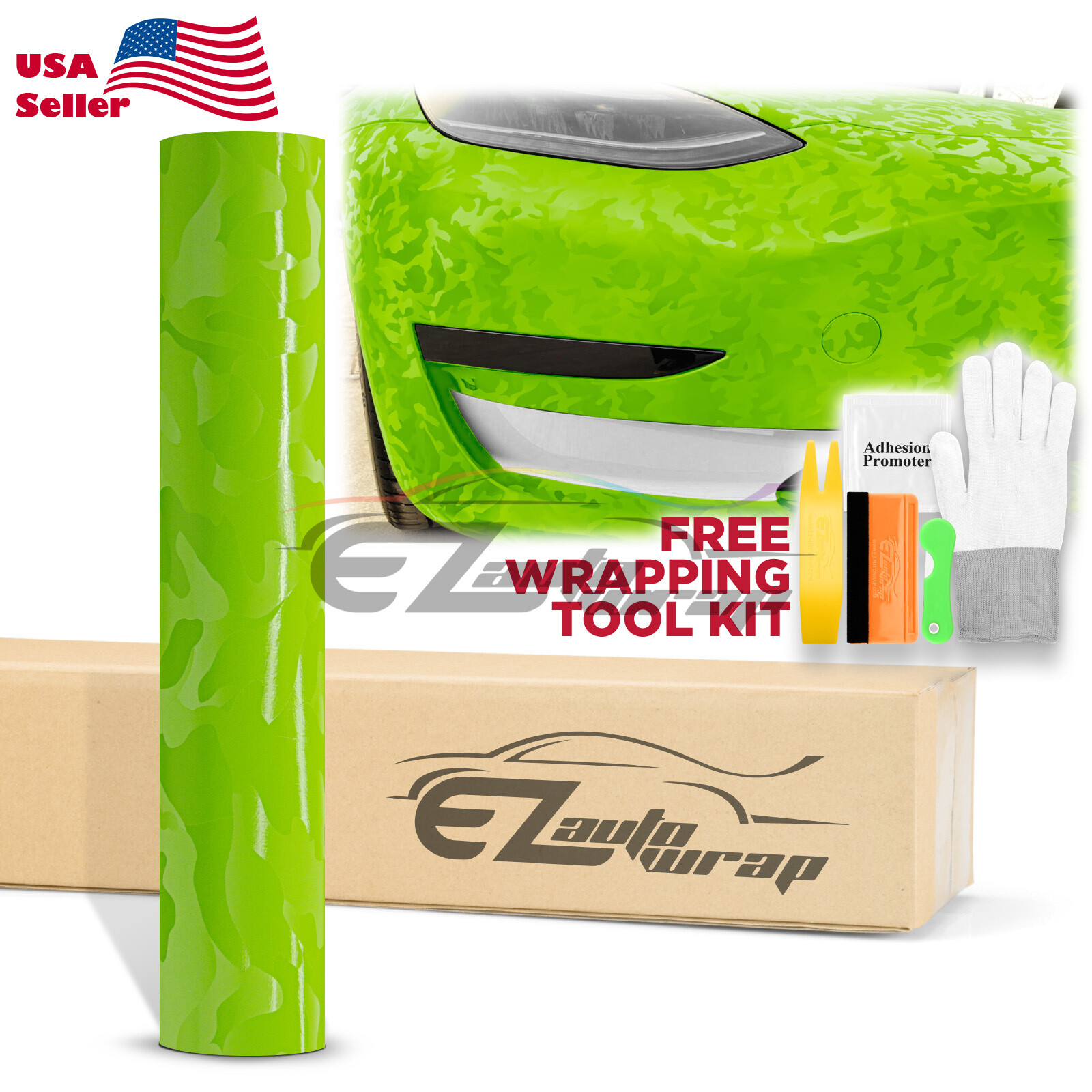 Camouflage Shadow Apple Green Pattern Car Vinyl Wrap Decal Sticker Sheet Film