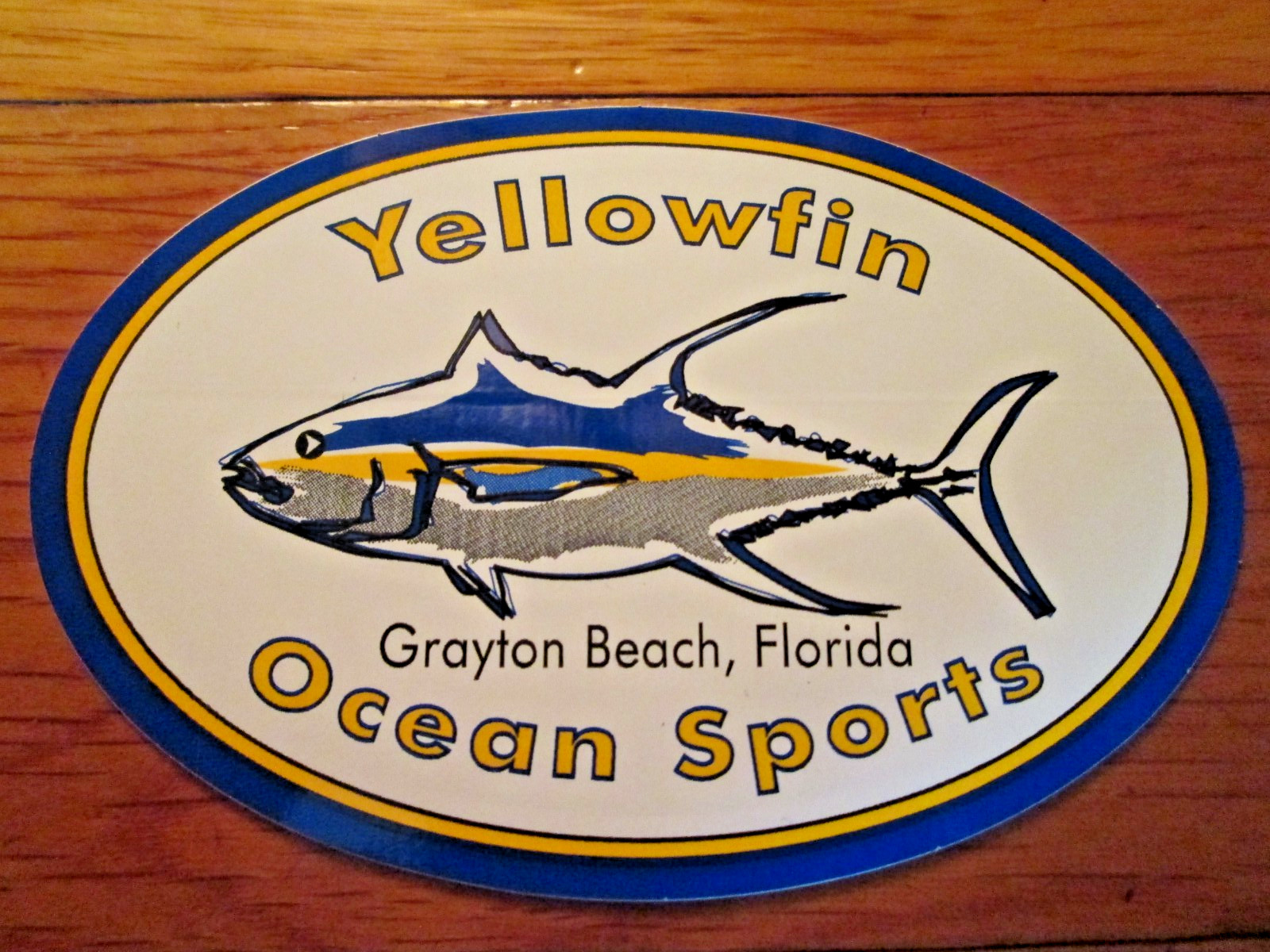 YELLOWFIN OCEAN SPORTS Grayton 4.5″x3″ Sticker Car Van Guitar Beach w/Fish Logo
