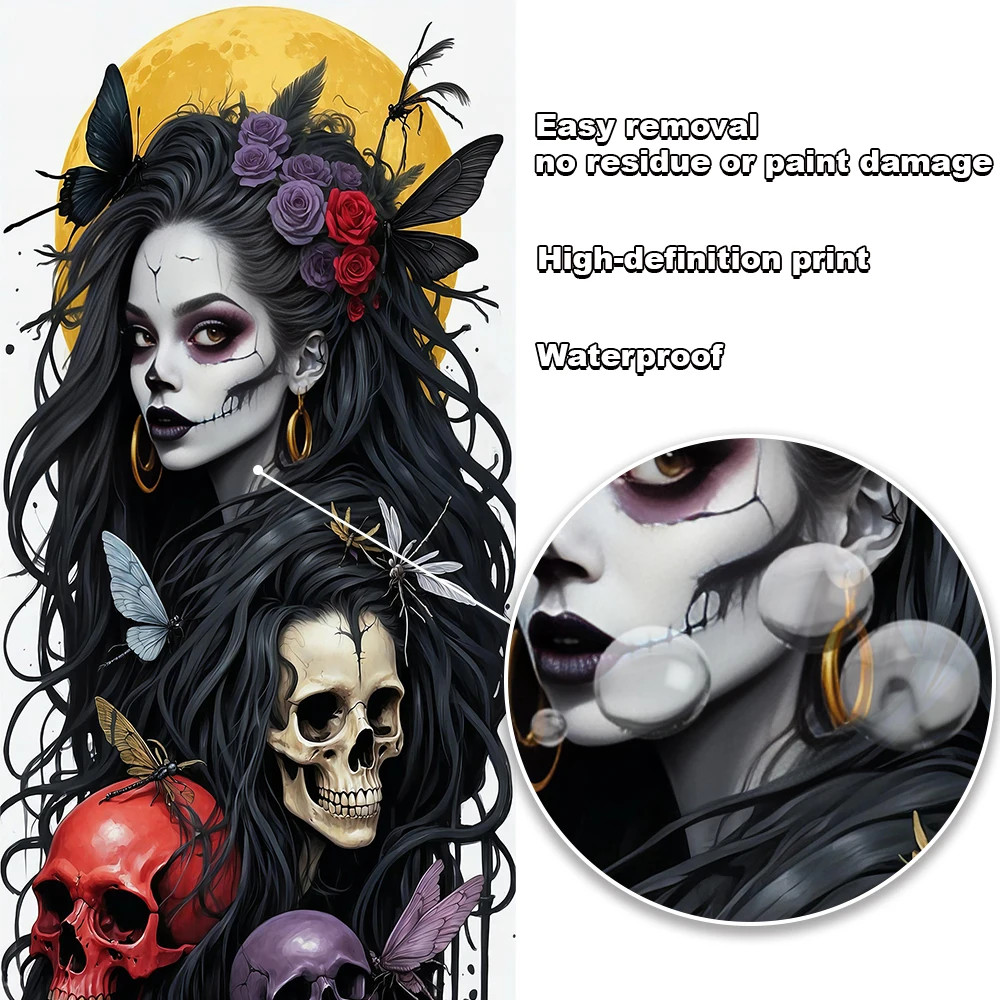 High-Quality Custom Fit Car Film Kit 2 Crow Skull Car Stickers Center Pillar