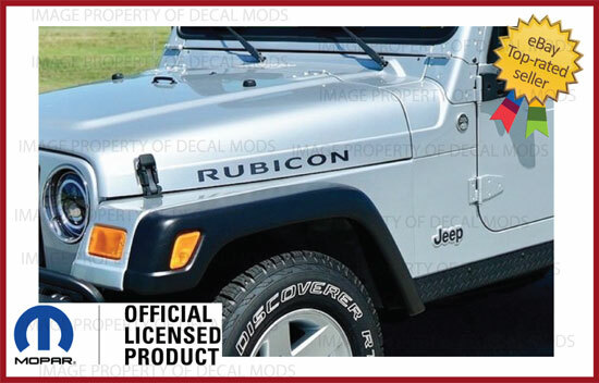 2x Jeep Wrangler RUBICON Hood Decals Stickers TJ 1997 – 2006 Gloss Black SJ4T6