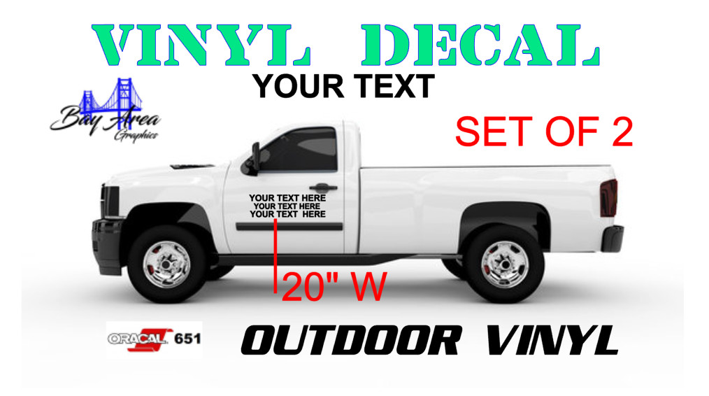 Custom Sign Decal Vehicle Your Company-Name-Text -Info- Logo Outdoor Vinyl 1 SET