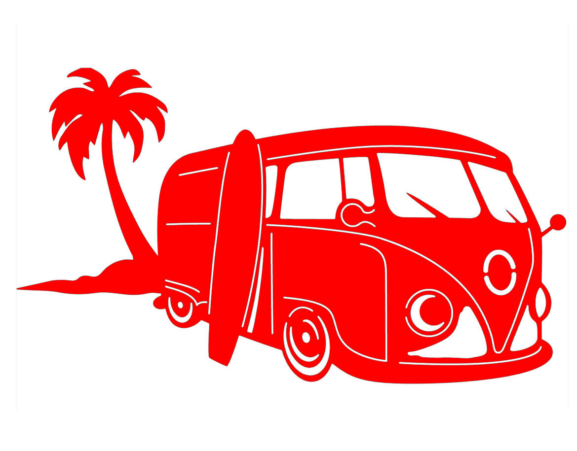 VW Kombi Bus Surfboard Palm Outdoor Vinyl Decal Car Truck Window Van Trailer