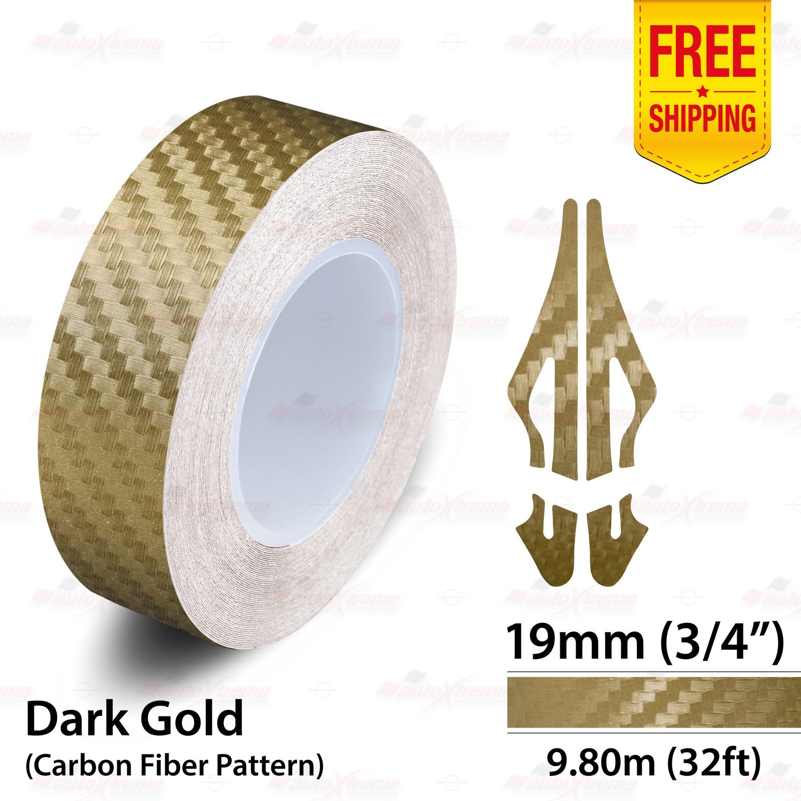 3/4″ 19mm PinStriping Stripe Styling Decal Vinyl Sticker CARBON FIBER DARK GOLD