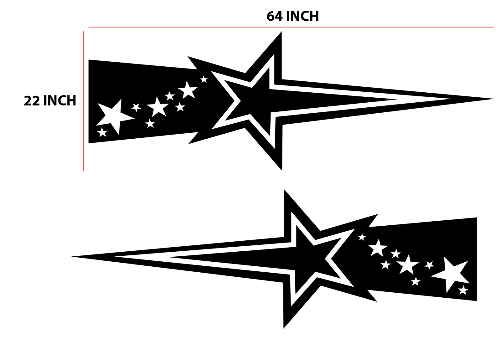 2 Pcs Car SUV Racing Long Stripe Graphics Side Body Vinyl Decal Super Star Stic