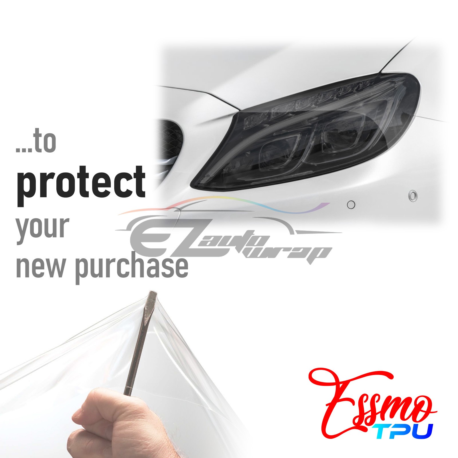 Headlight TPU Tint Matte Dark Black Smoke PPF Protection Film Tail Light Fog DIY