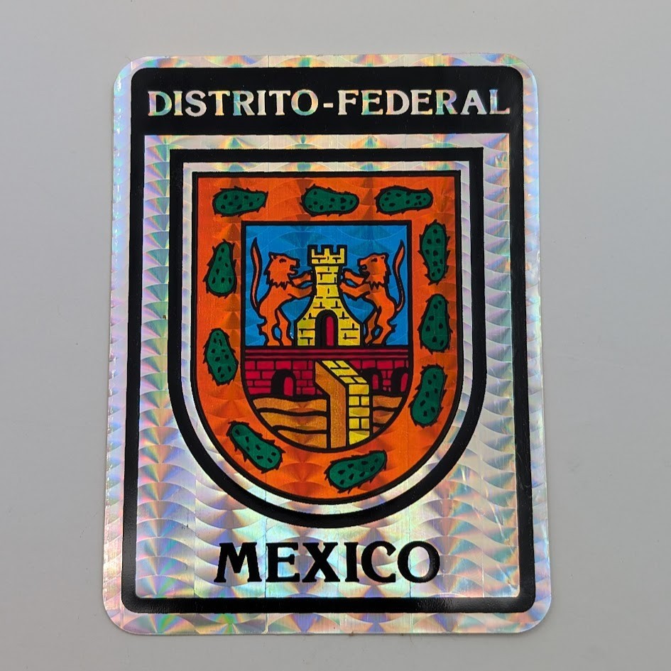 Vintage Distrito Federal Mexico State Crest Holographic Foil Sticker 3×4
