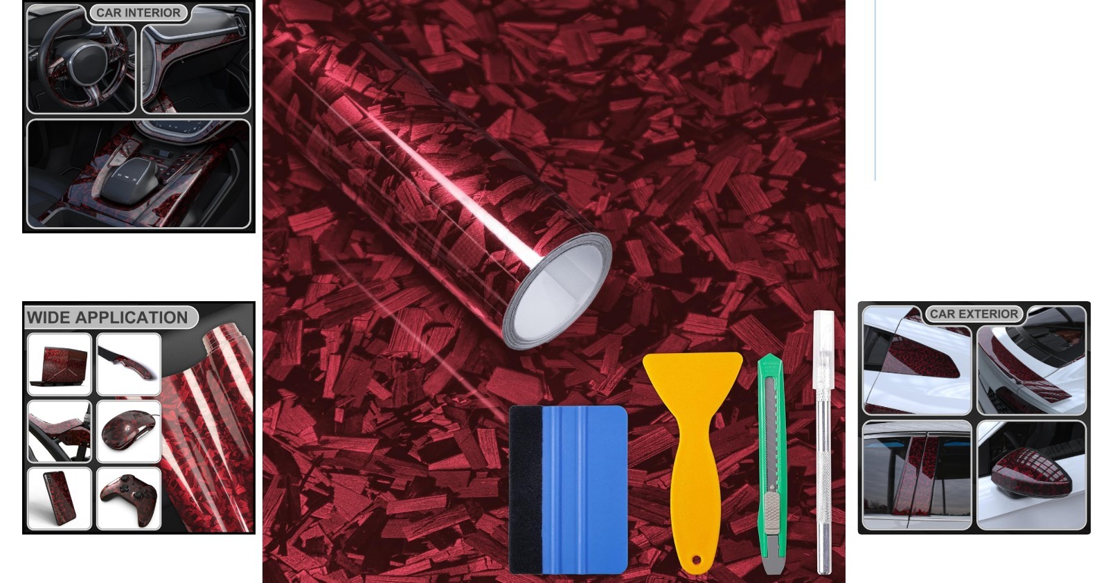 DIY Self-Adhesive Forged Carbon Wrap Film 1ft x 5ft With Installation Tools