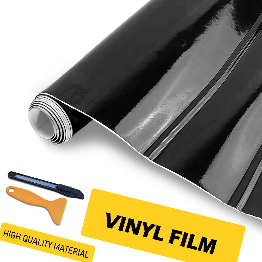 Gloss Black Vinyl Automotive Wrap Film Roll Wrap Car Stickers 59IN x 11.8IN EOA