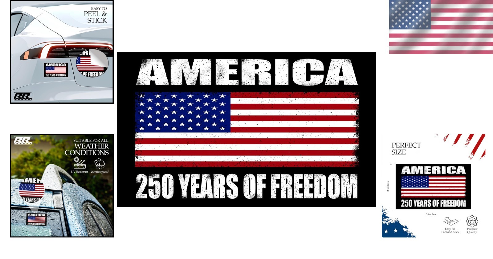 2026 Patriotic American Flag Bumper Sticker – Celebrate 250 of Freedom