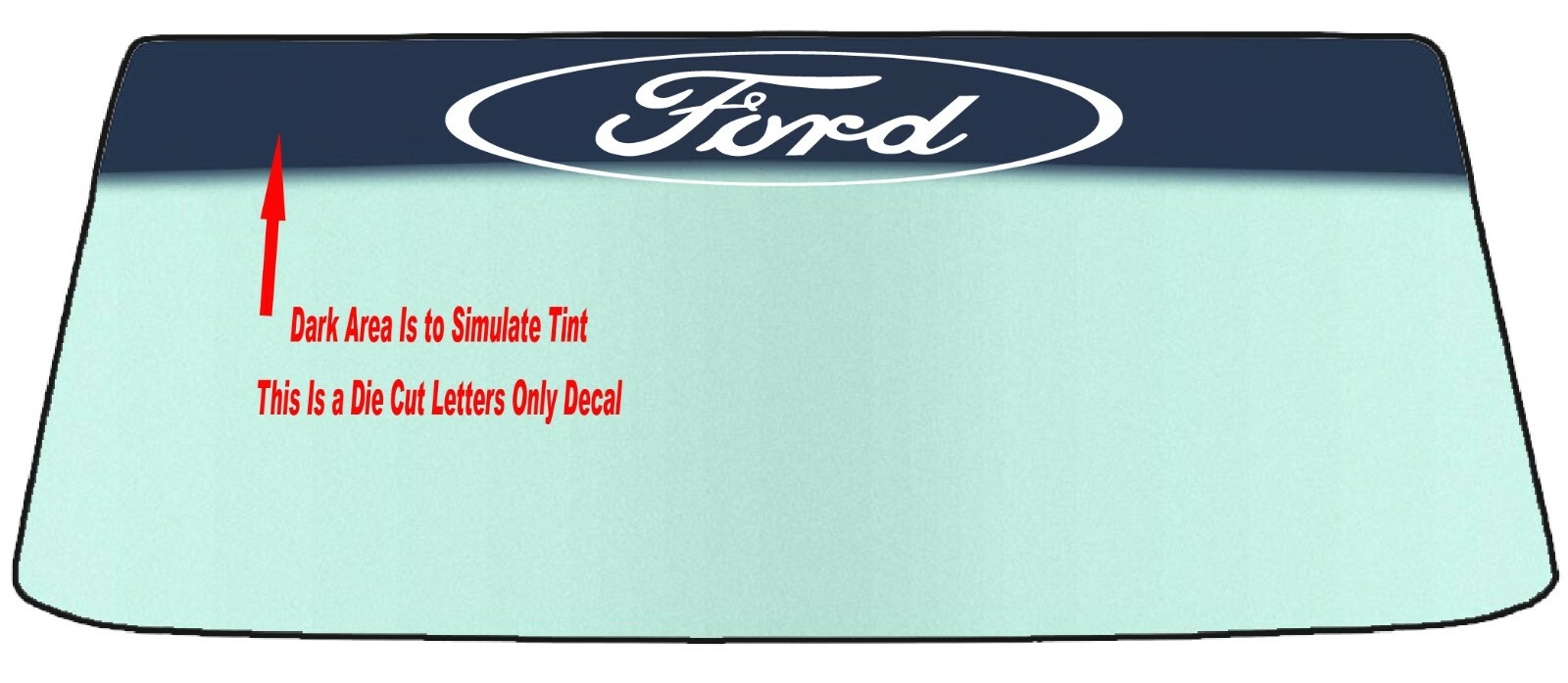 FITS FORD CUSTOM WINDSHIELD BANNER DIE CUT DECAL – APPLICATION TOOL INCLUDED