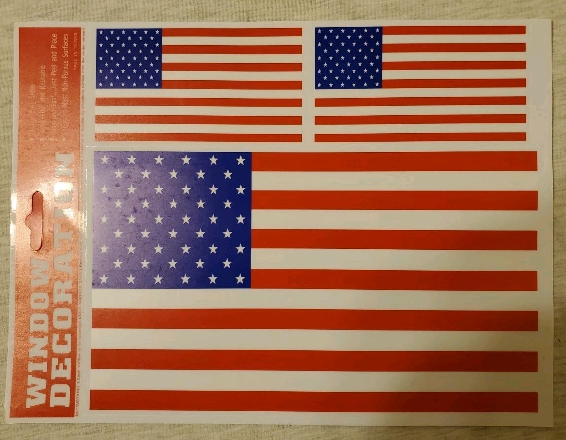 Pack Of American Flag Window Decorations 6 Flags New Double Sided