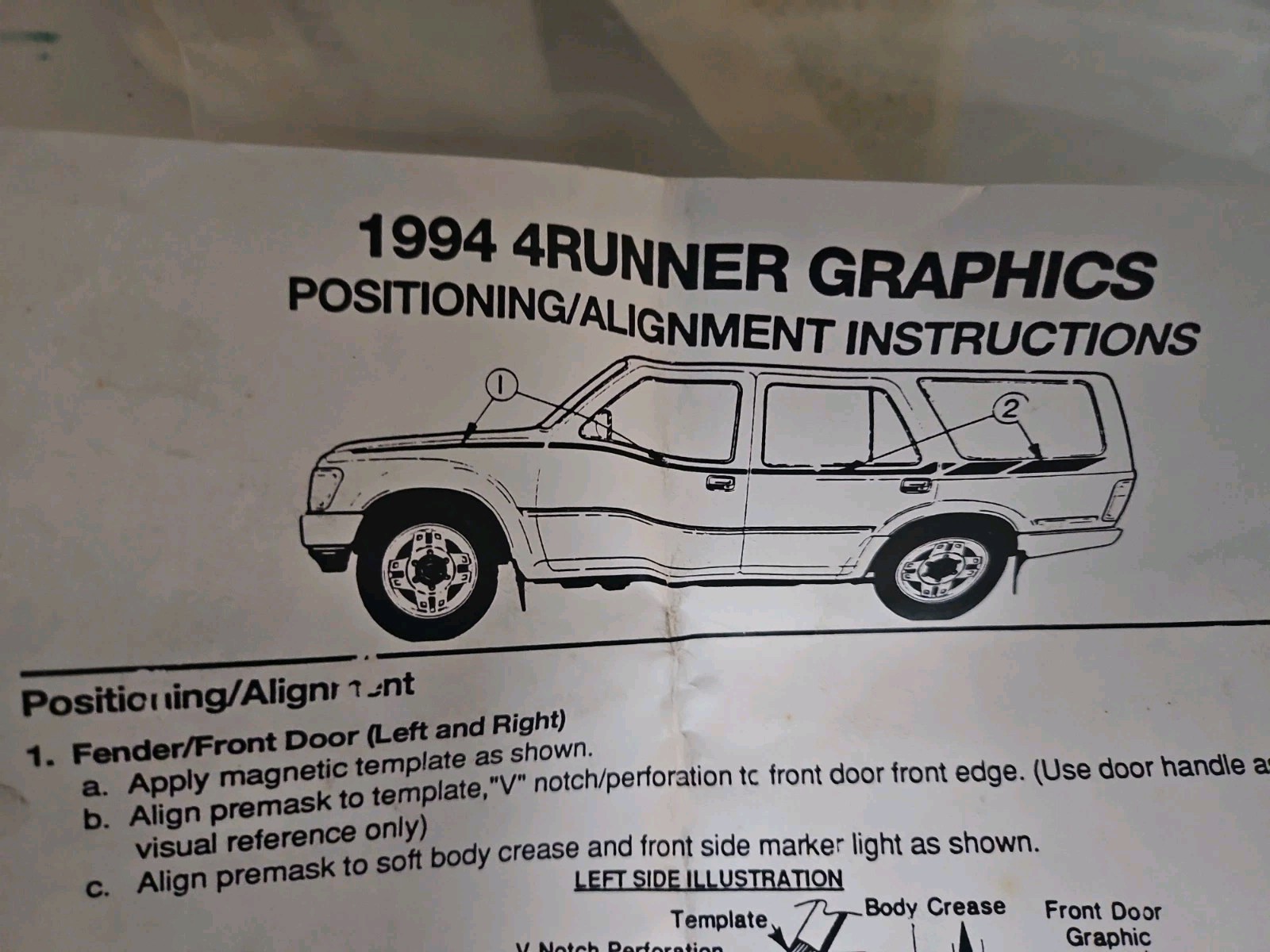 1994 LH Toyota SR5 4Runner Truck Graphic Decal Stripe Kit NOS Silver/Black