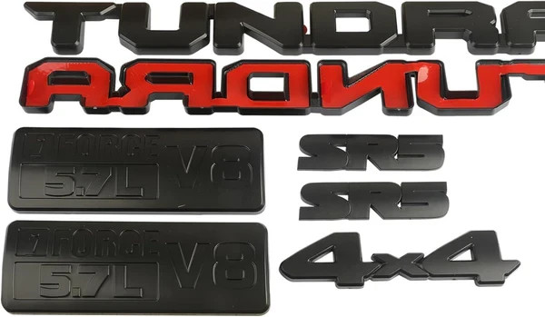 7PC Black Emblem Overlay Kit for 2014-2021 Toyota Tundra Matte ABS Badges