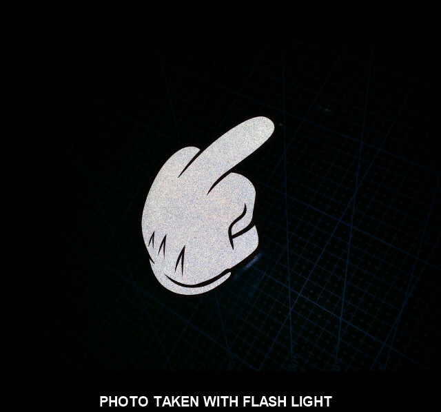 Mickey Mouse hand middle finger Back off JDM Reflective sticker #002