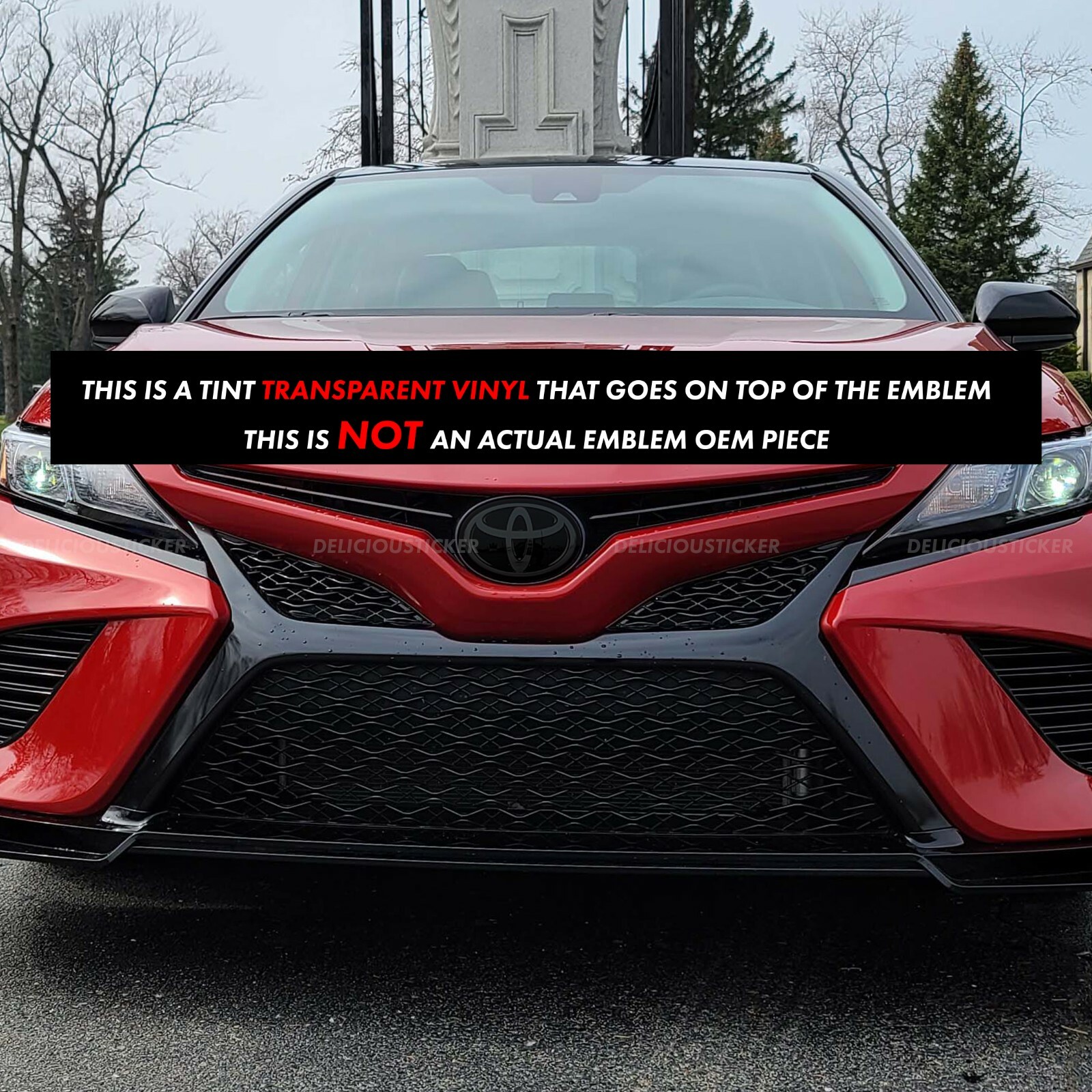 For Camry 2018-2024 Dark Smoke PreCut Tint Overlay Front Emblem Decal ppf Vinyl