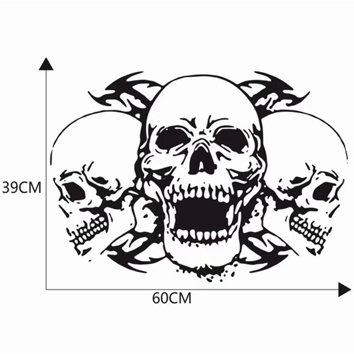 Car Stickers Hood Bonnet Decal Trim Triple Skull Graphics Waterproof Decoration
