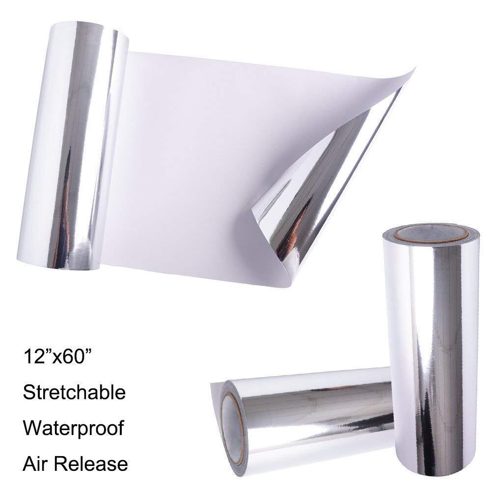 12×60 Inch Self Adhesive Chrome Silver Vinyl Wrap Sticker Decal Film Sheet