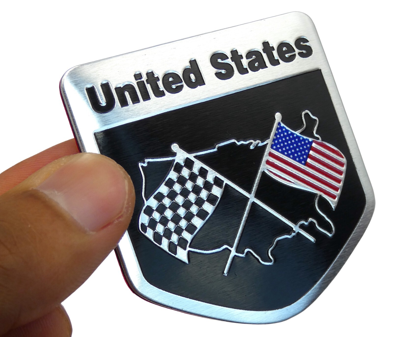 ALUMINUM United States Flag Decal Sticker Car, Motorcycle, Patriotic 2″ x 2″